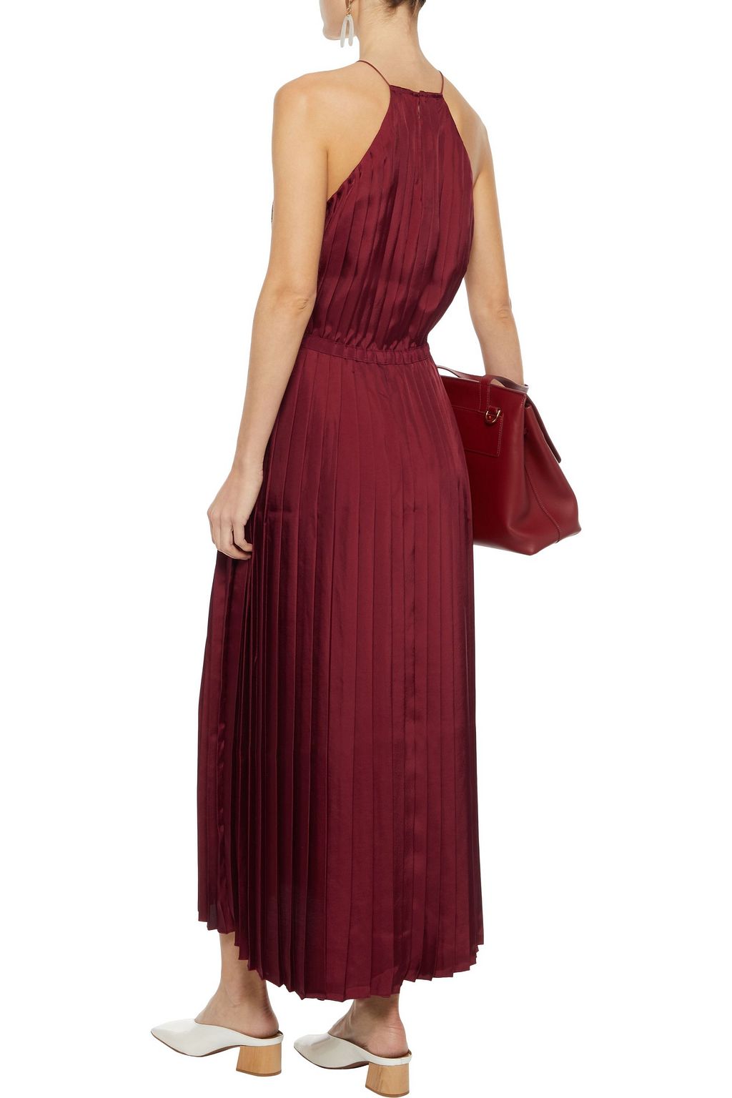 TIBI Mendini pleated satin-twill midi dress