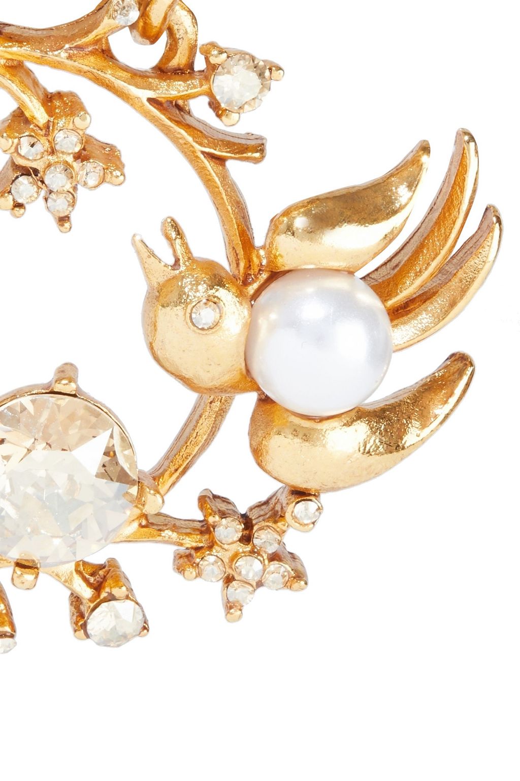 OSCAR DE LA RENTA Gold-tone, crystal and faux pearl earrings