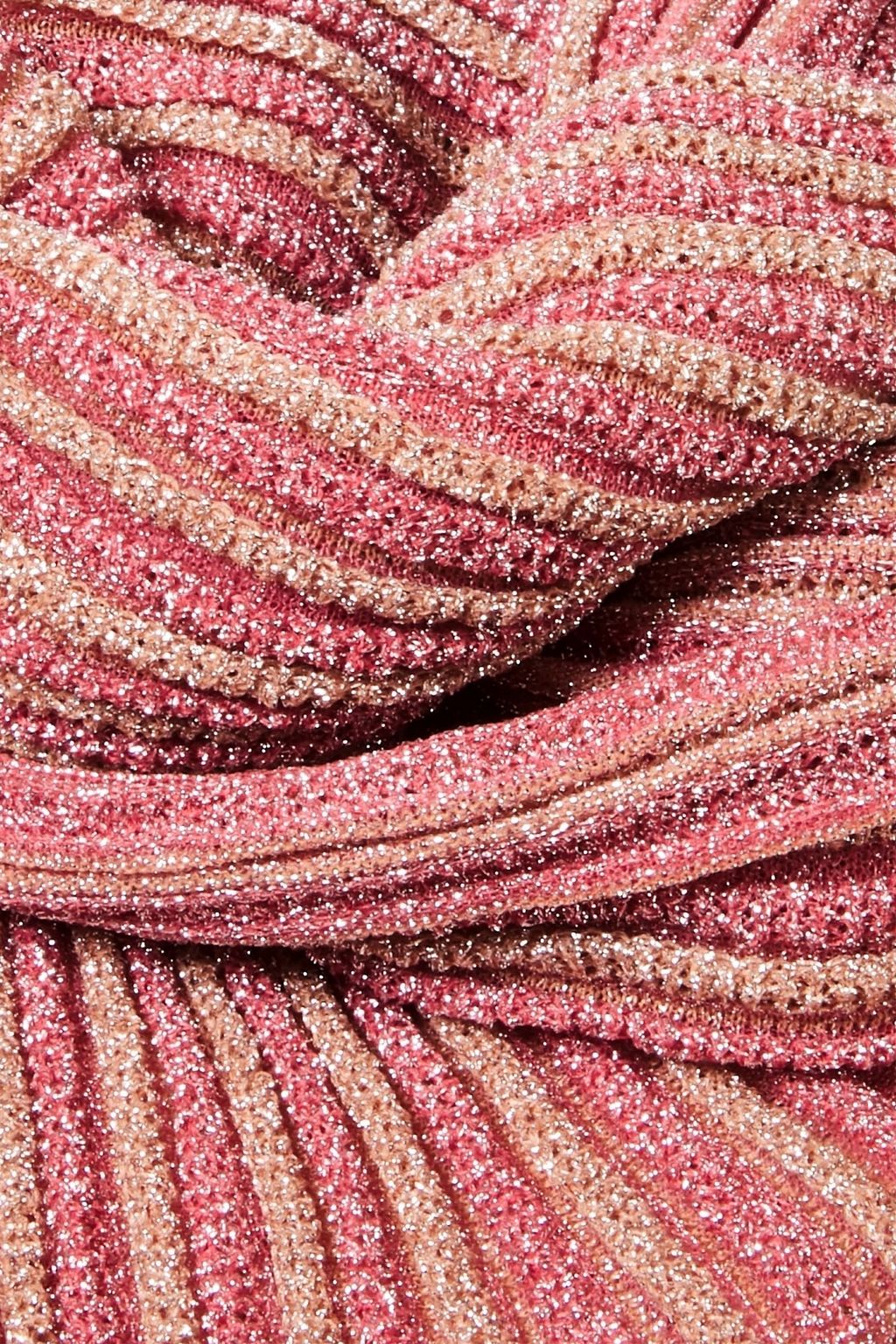 MISSONI Striped metallic ribbed-knit scarf