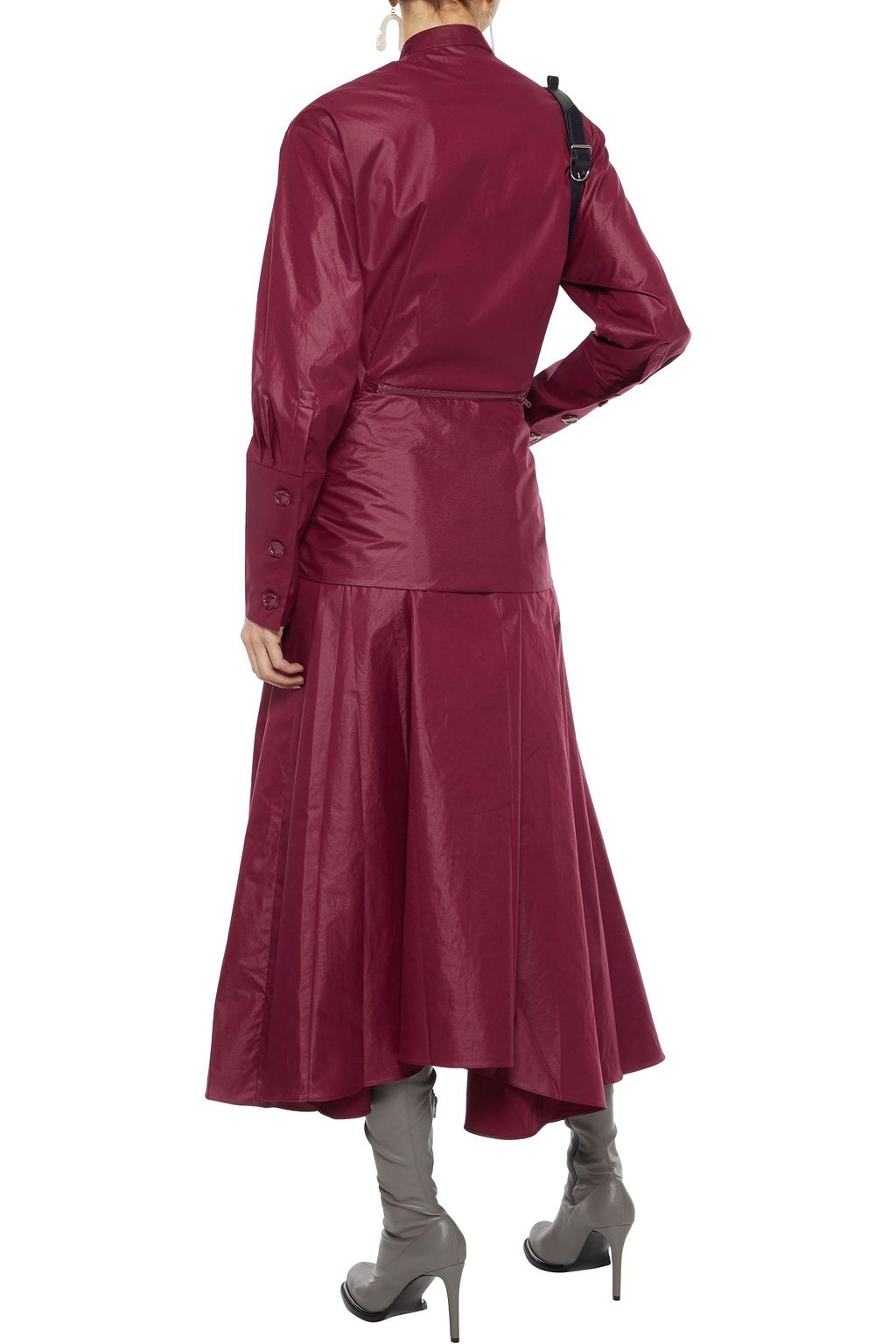 TIBI Belted coated poplin midi dress