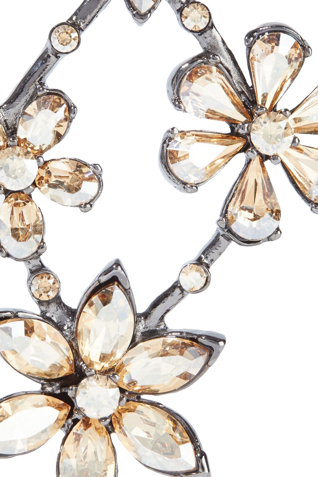OSCAR DE LA RENTA Gunmetal-tone crystal clip earrings