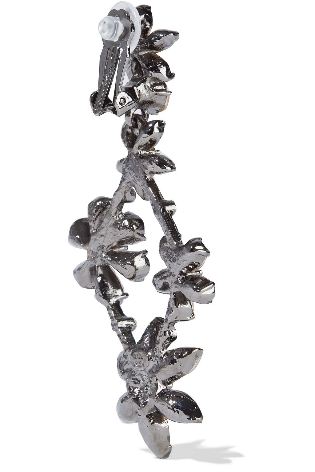 OSCAR DE LA RENTA Gunmetal-tone crystal clip earrings