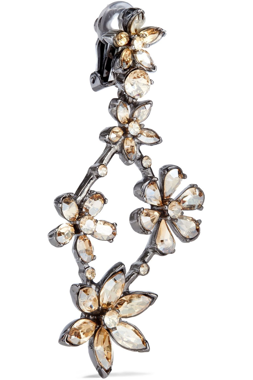 OSCAR DE LA RENTA Gunmetal-tone crystal clip earrings