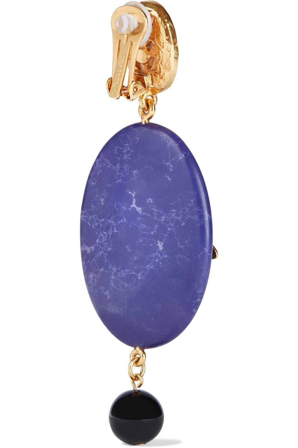 OSCAR DE LA RENTA Gold-tone, agate and stone clip earrings