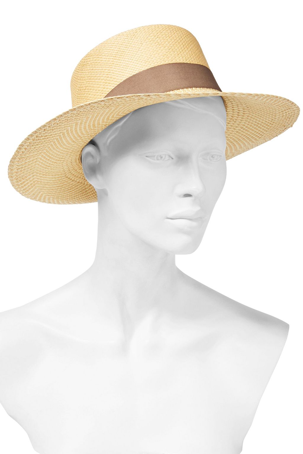 SENSI STUDIO Grosgrain-trimmed two-tone straw sun hat