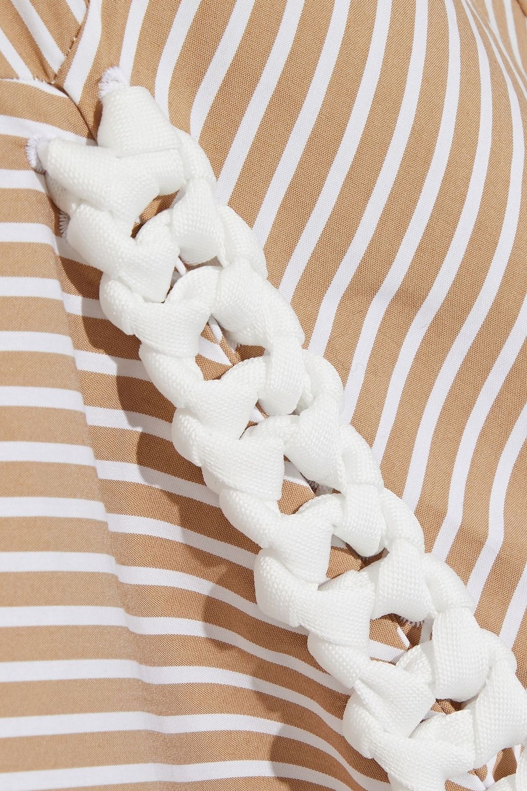 TIBI Kaia braid-trimmed striped cotton-blend poplin midi dress