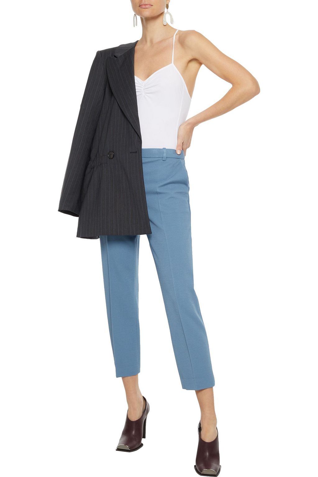 TIBI Ruched stretch-jersey bodysuit