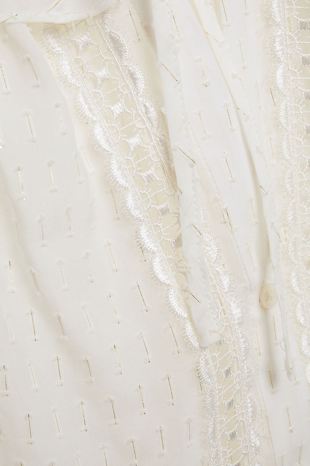 SANDRO Jhona ruffled metallic lace-trimmed fil coupé blouse