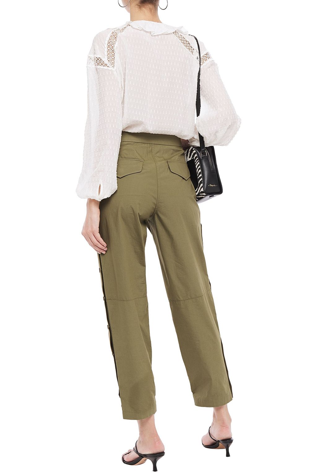 SANDRO Jhona ruffled metallic lace-trimmed fil coupé blouse