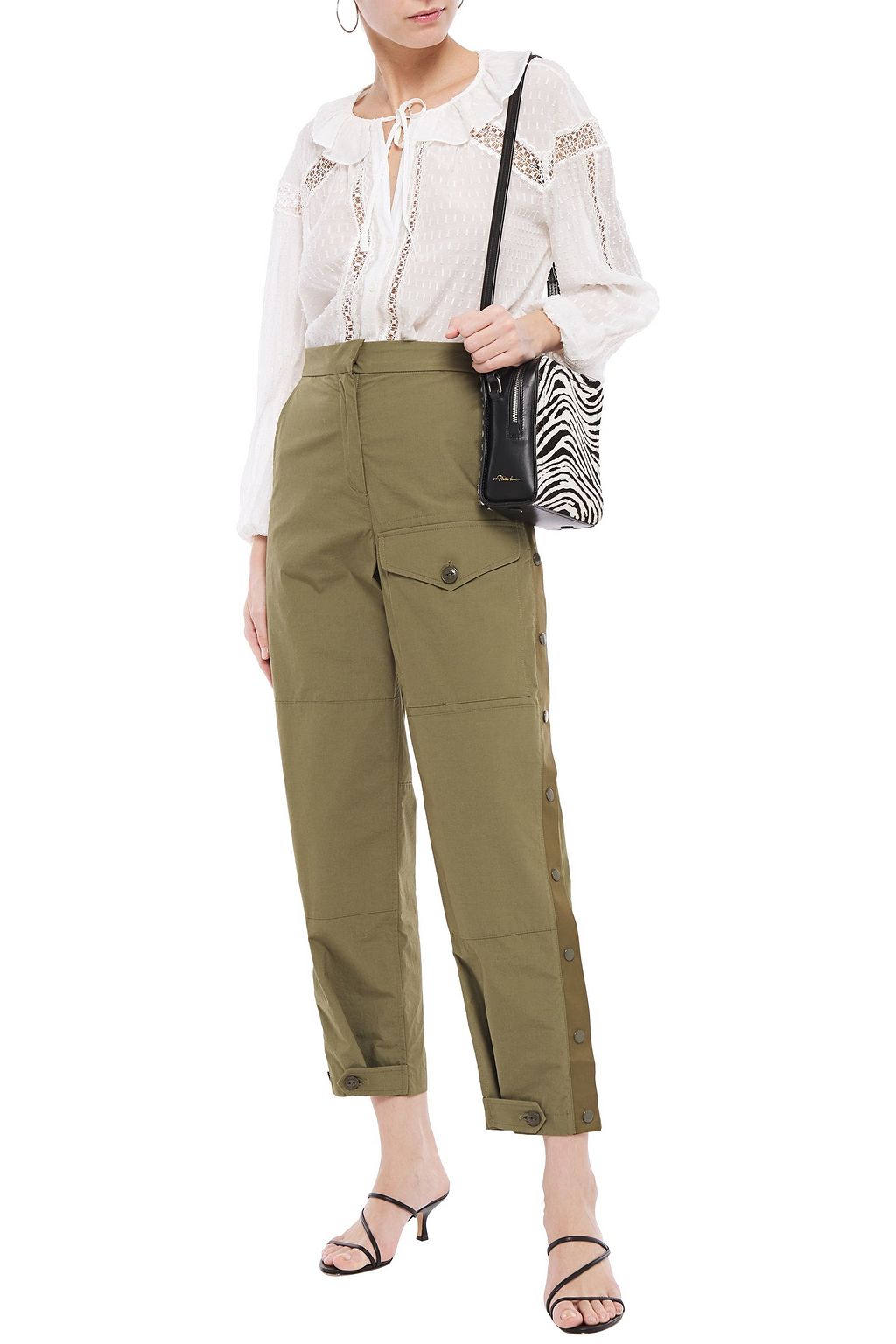 SANDRO Jhona ruffled metallic lace-trimmed fil coupé blouse