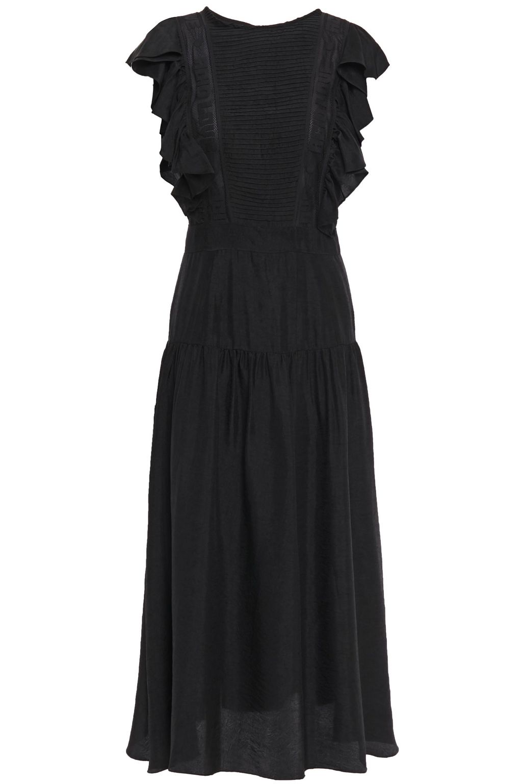 sandro black ruffle dress