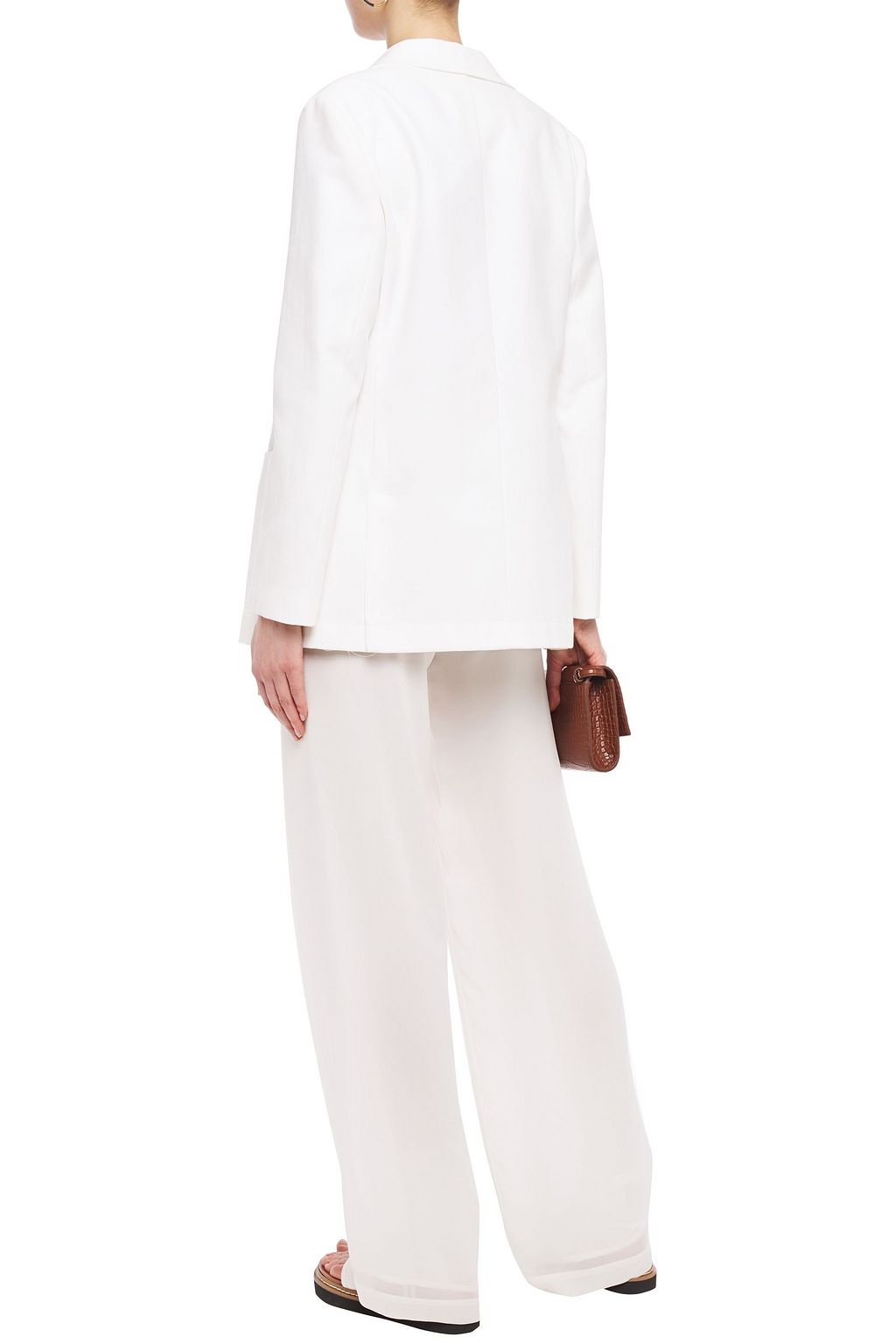 GENTRYPORTOFINO Layered silk crepe de chine straight-leg pants