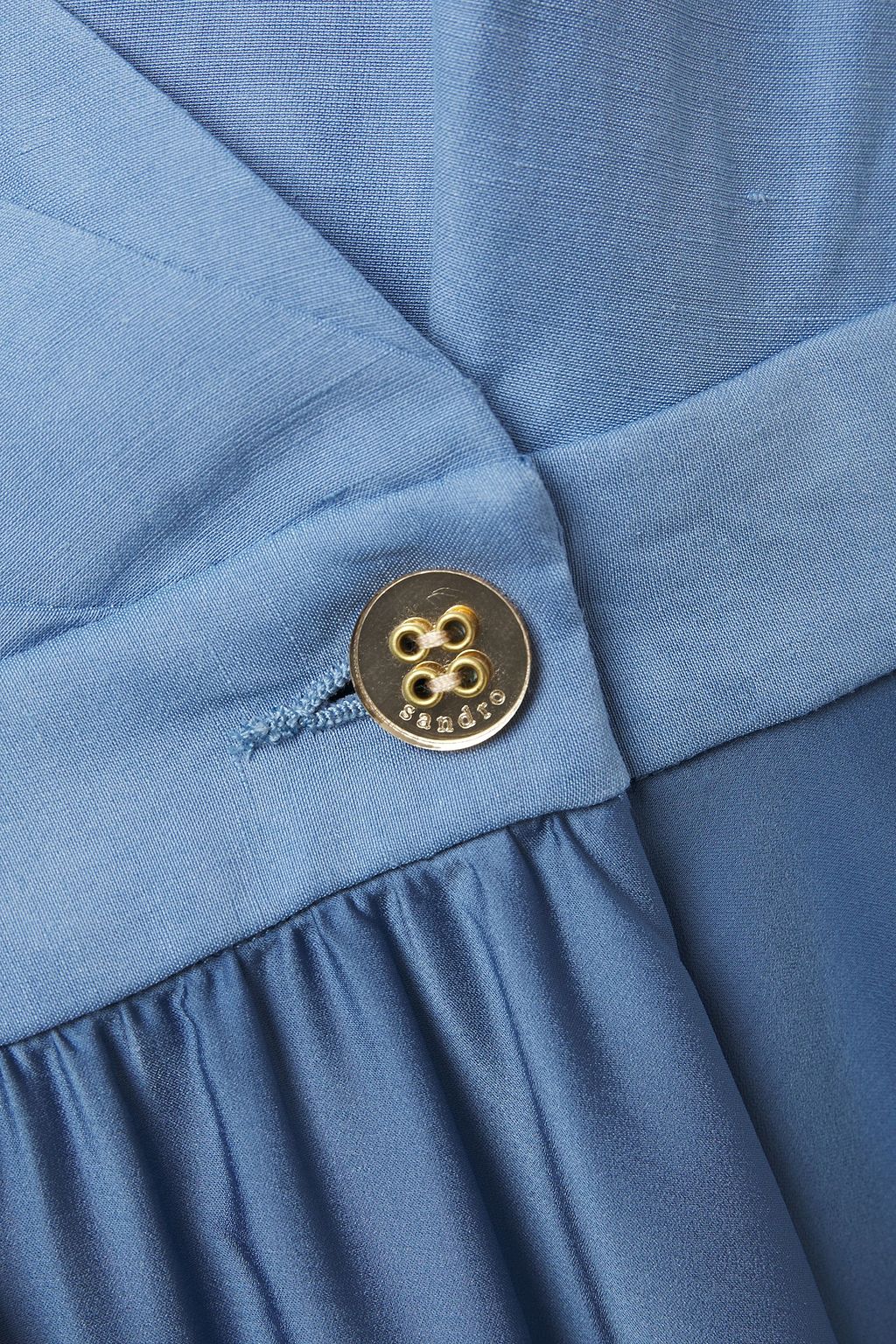 SANDRO Paty wrap-effect shantung and satin midi dress