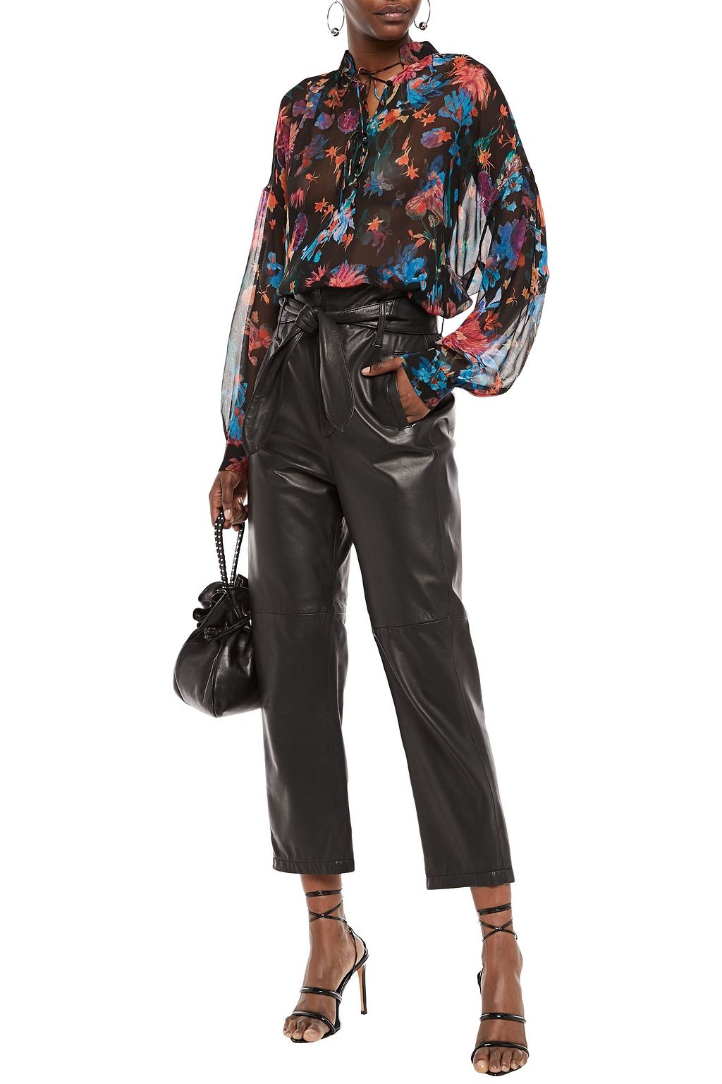 IRO Beatle bow-detailed floral-print silk-georgette blouse