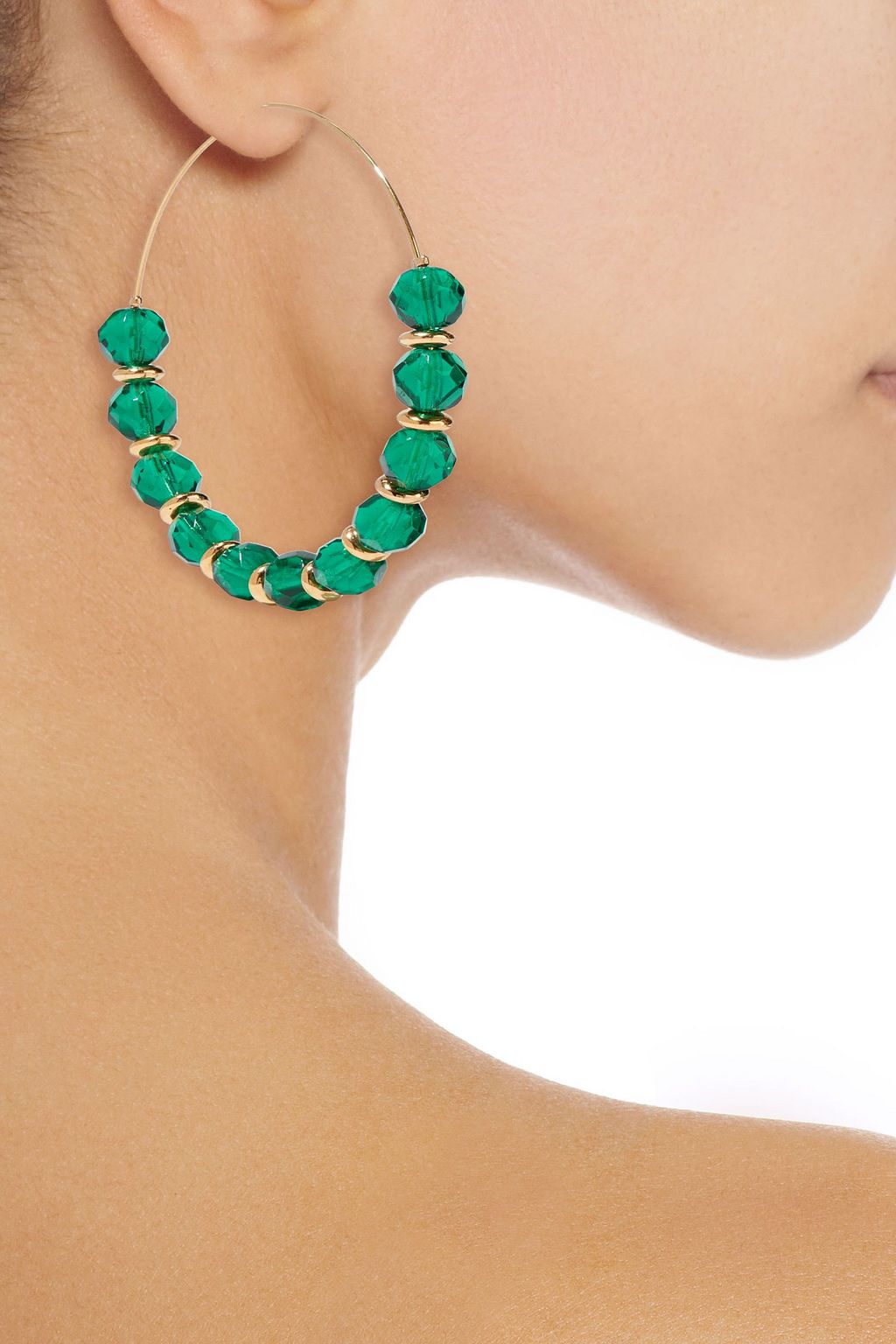 KENNETH JAY LANE Gold-plated beaded hoop earrings