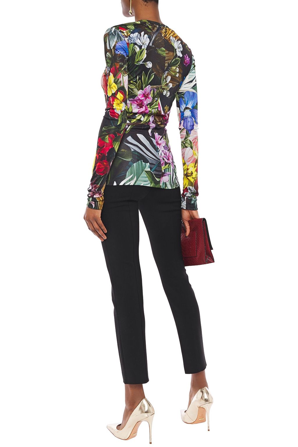 ROBERTO CAVALLI プリント サテンジャージー トップス