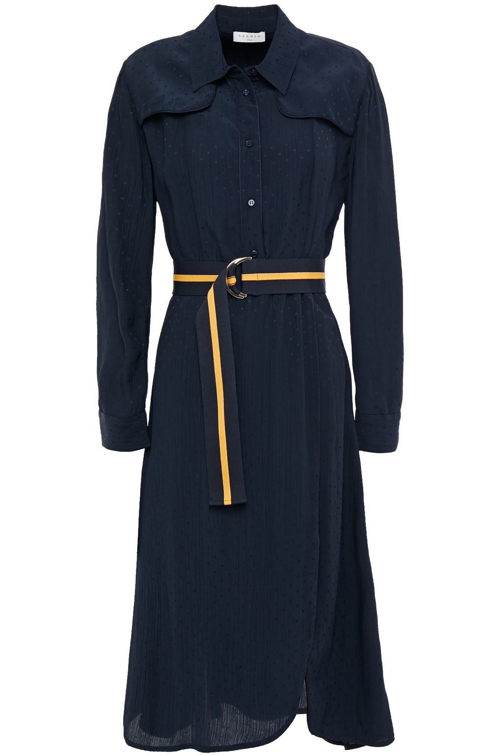navy blue shirt dress with belt