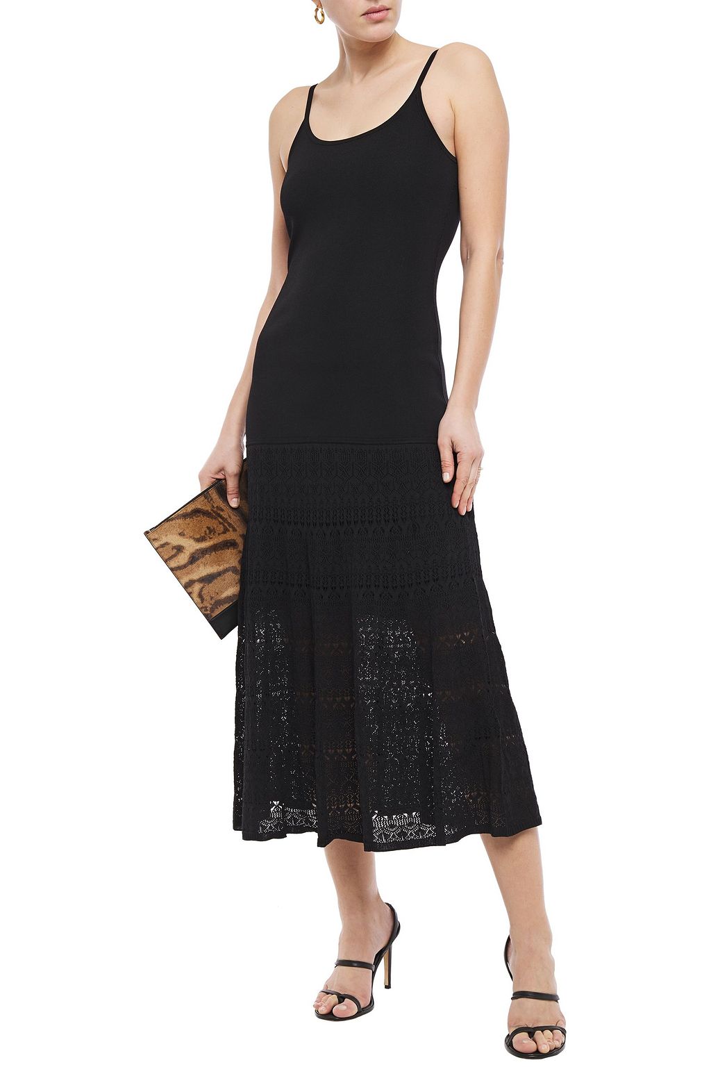 SANDRO Roselyne crochetpaneled stretchknit midi dress THE