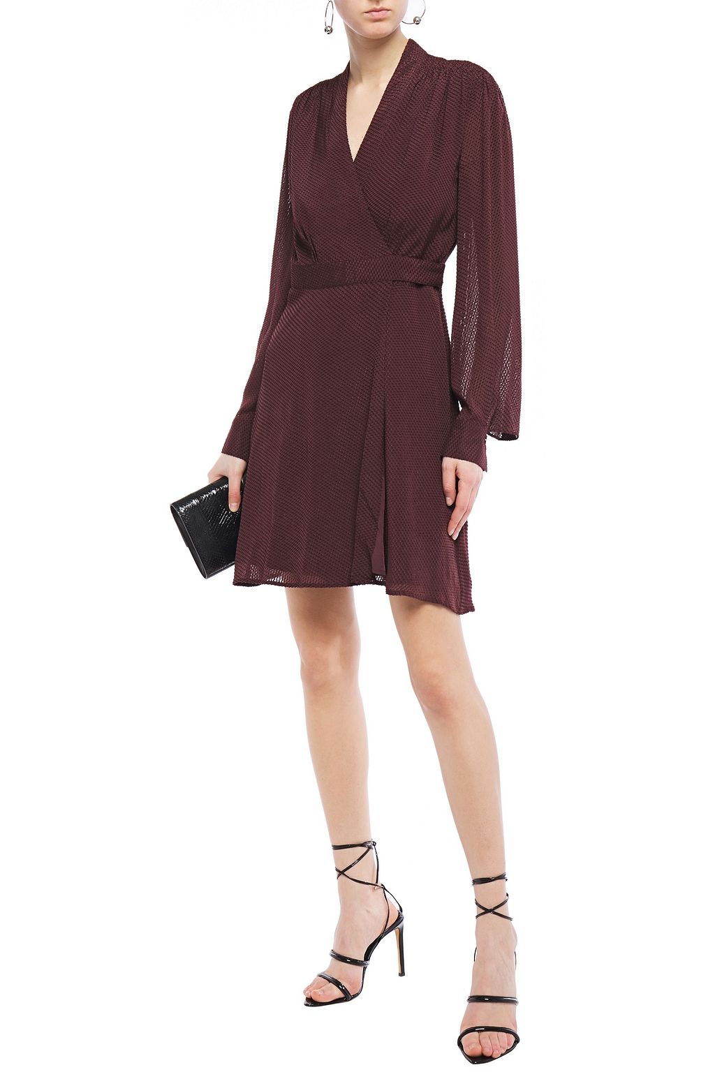 EQUIPMENT Wrap-effect shirred fil coupé woven mini dress