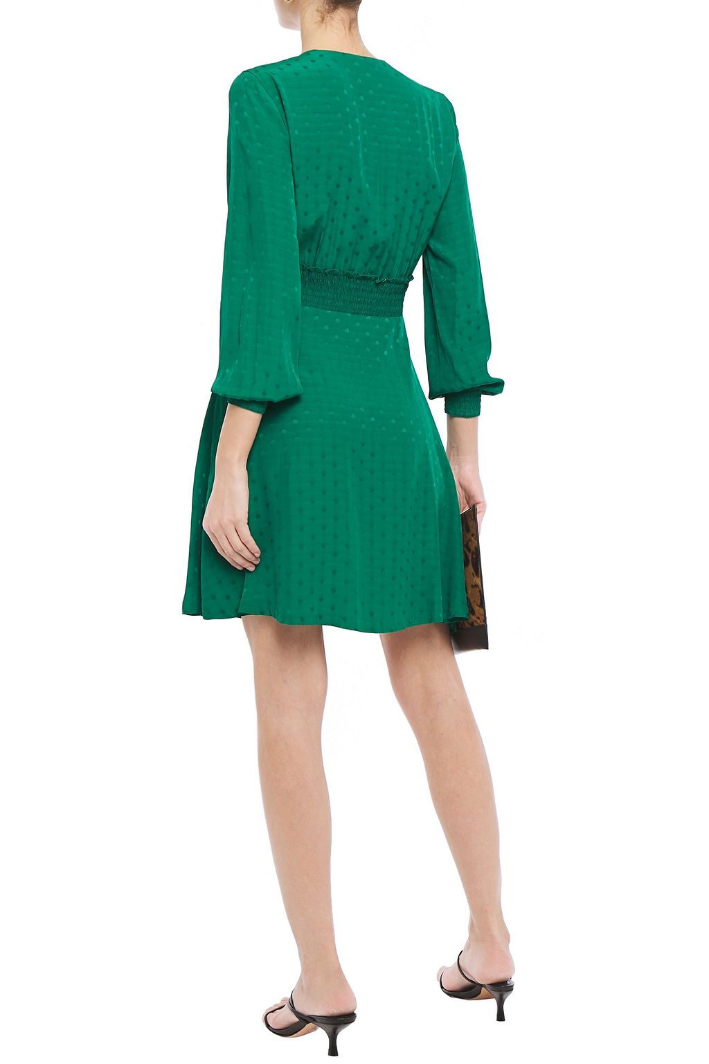 SANDRO Claudia polka-dot satin-jacquard mini dress