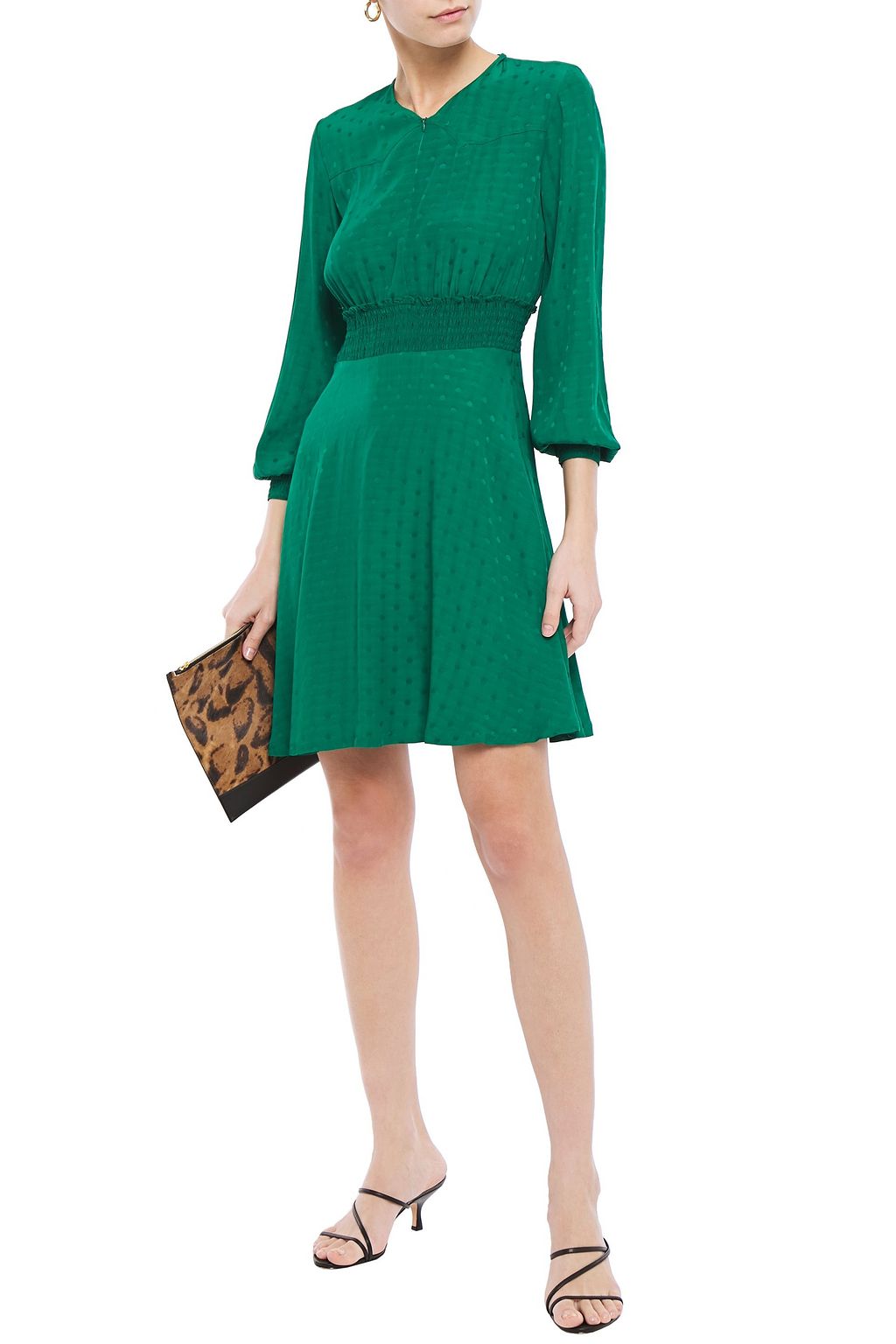 SANDRO Claudia polka-dot satin-jacquard mini dress