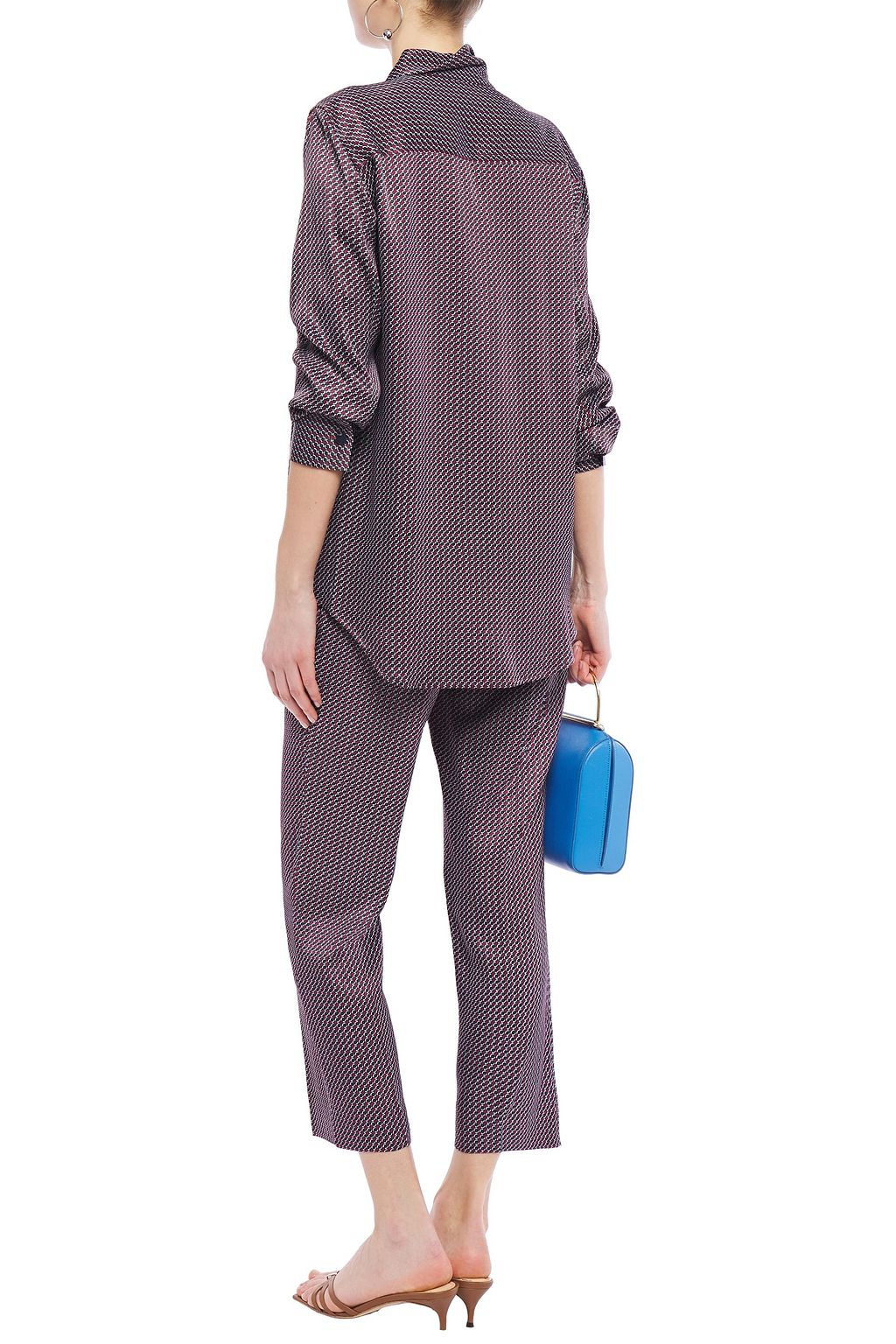 EQUIPMENT Cropped printed satin-twill straight-leg pants