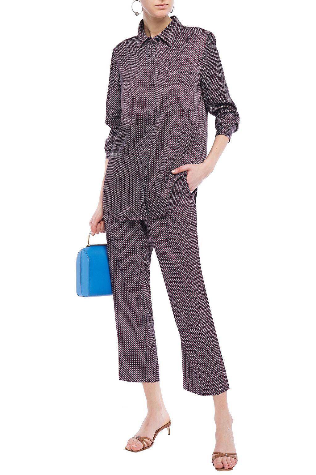 EQUIPMENT Cropped printed satin-twill straight-leg pants