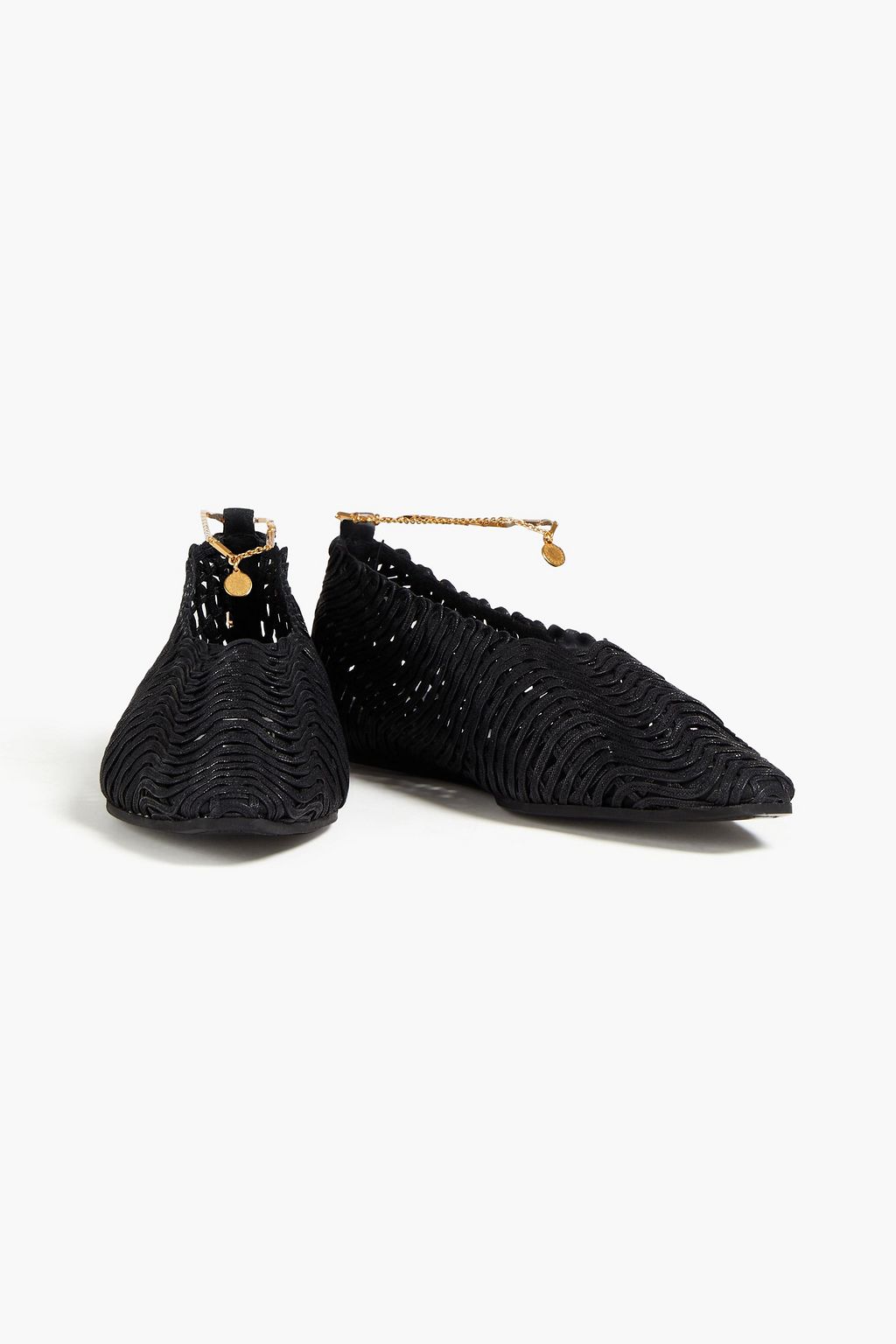 STELLA MCCARTNEY Chain-trimmed woven flats