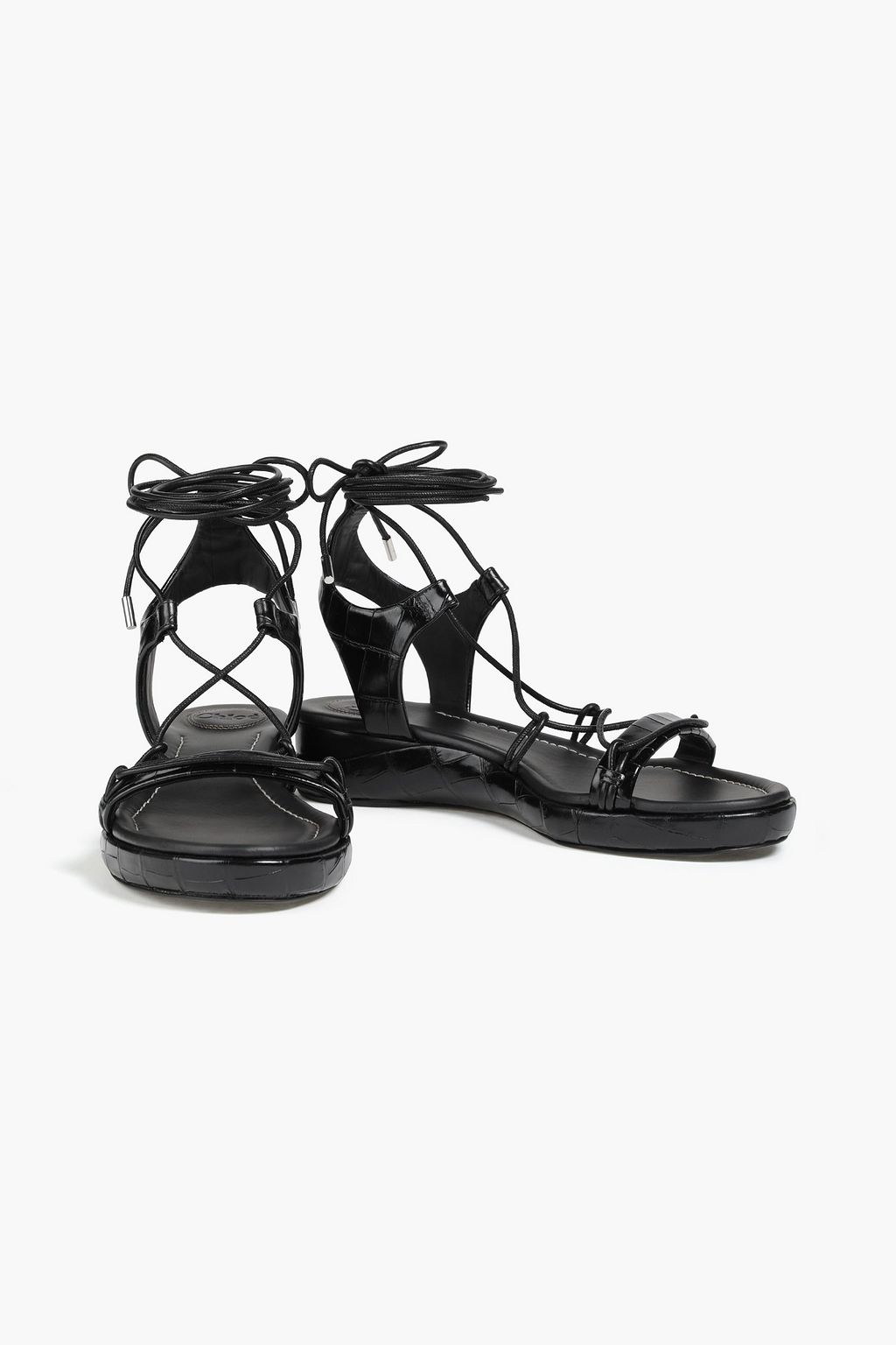 CHLOÉ Croc-effect and smooth leather sandals