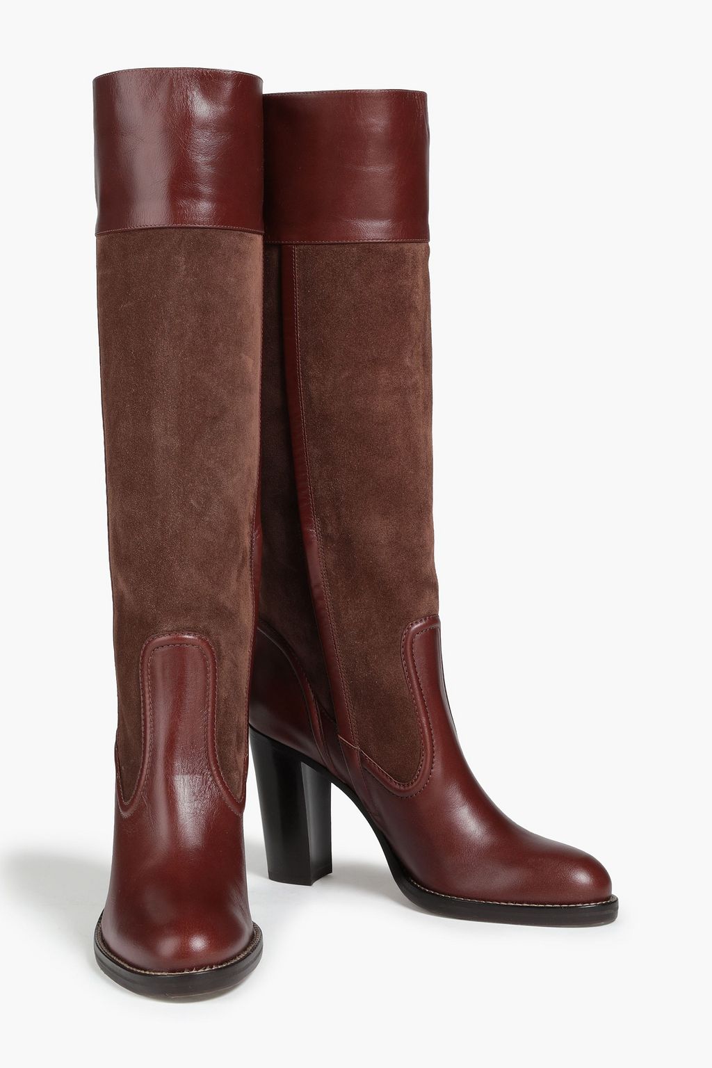 CHLOÉ Leather and suede knee boots