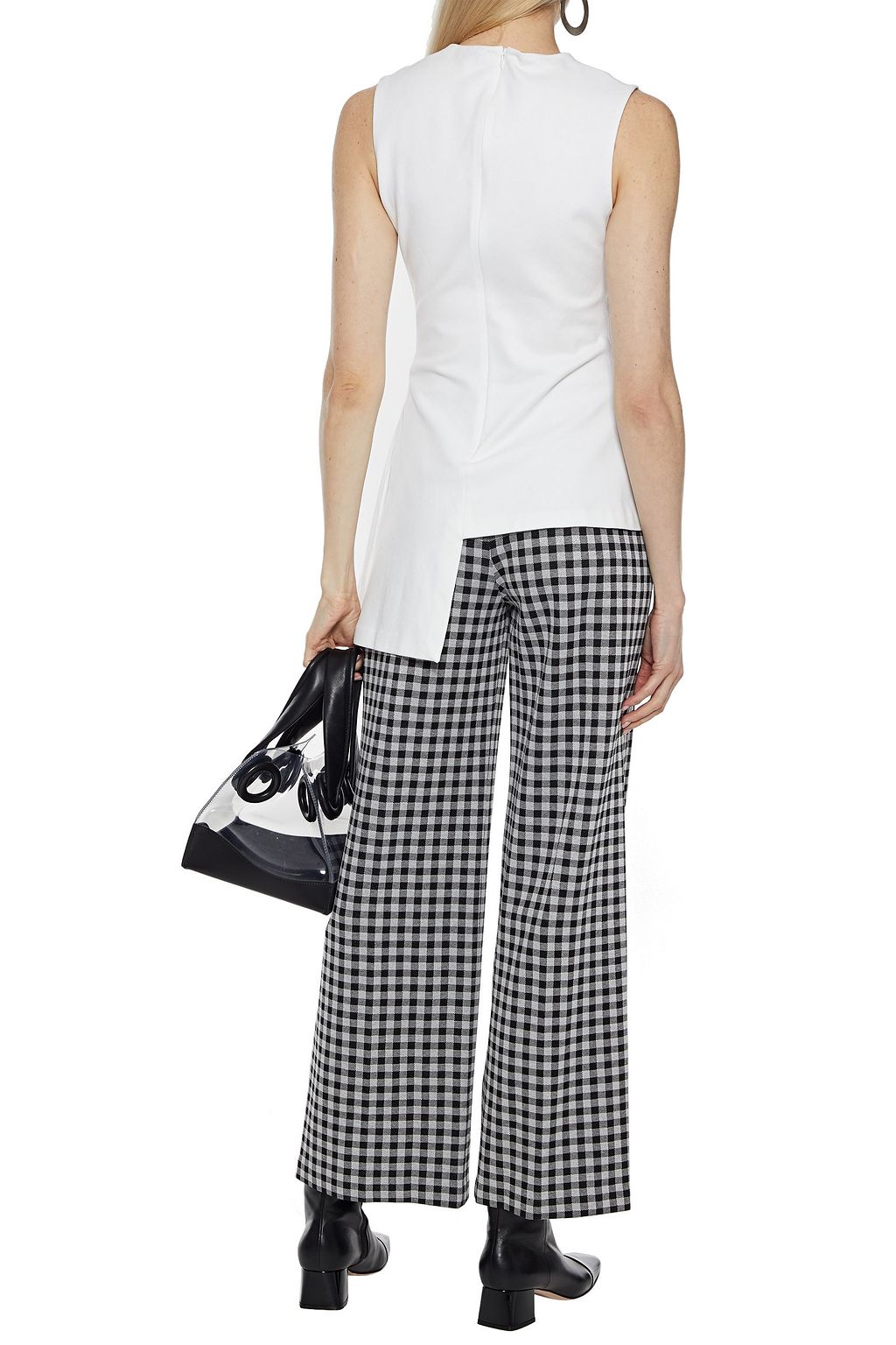 ROSETTA GETTY Asymmetric fluted stretch-knit top