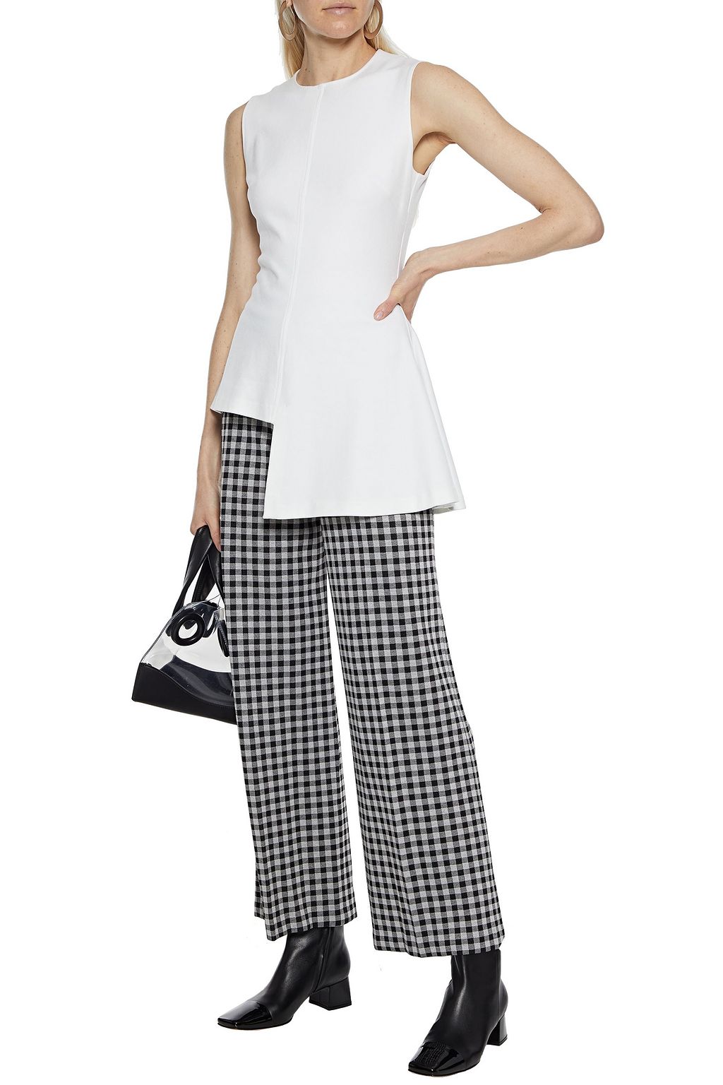 ROSETTA GETTY Asymmetric fluted stretch-knit top