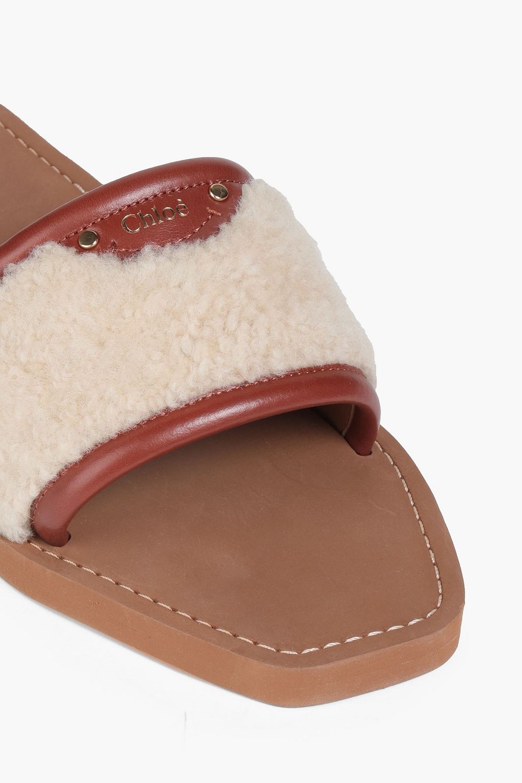 CHLOÉ Studded shearling slides