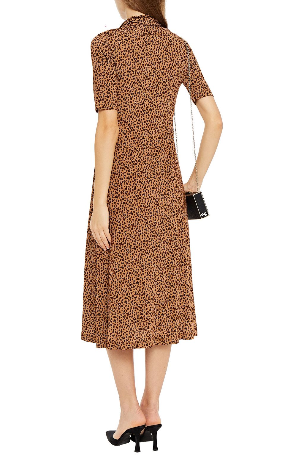 ROSETTA GETTY Cowl leopard-print jersey midi dress