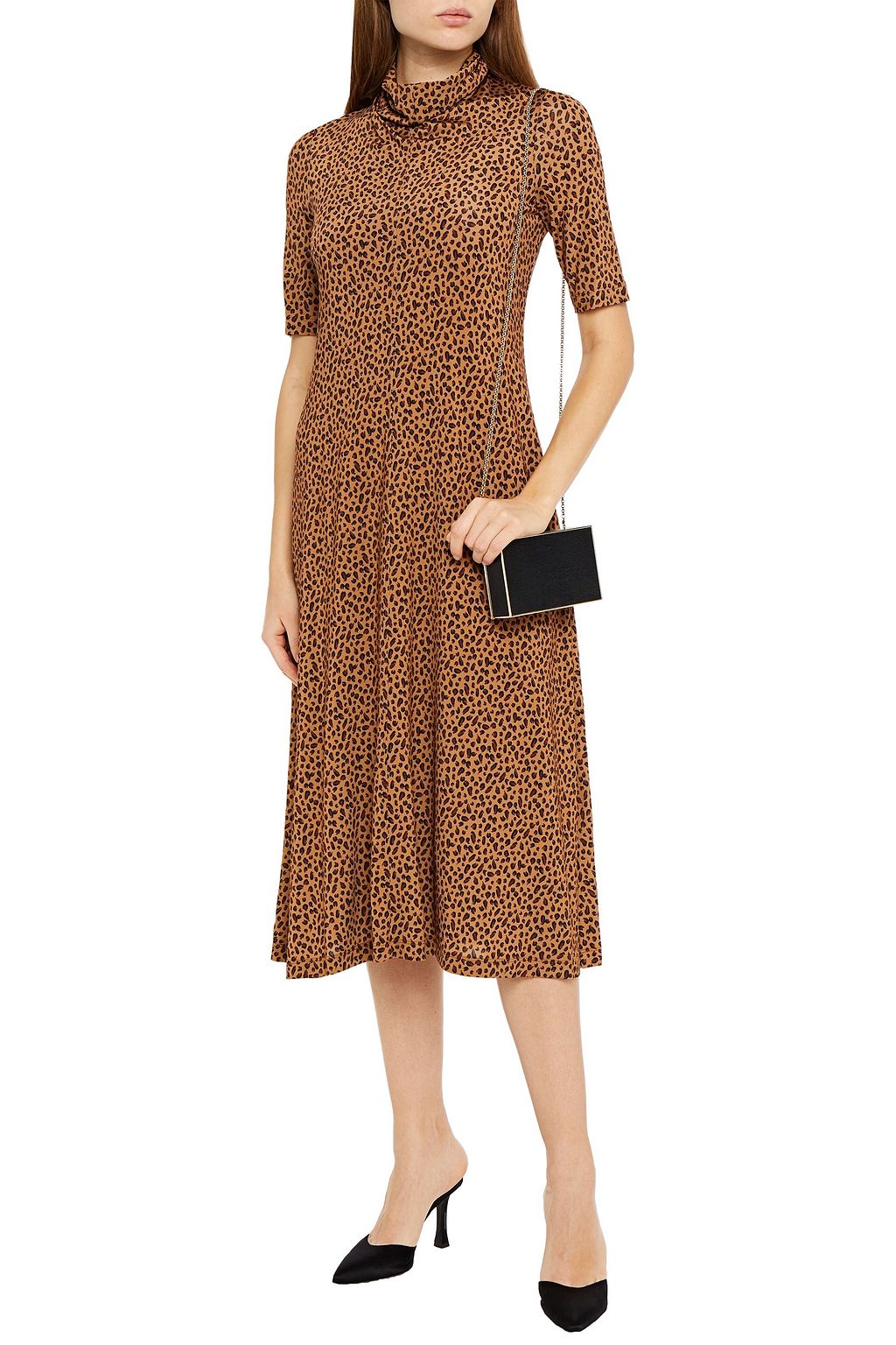 ROSETTA GETTY Cowl leopard-print jersey midi dress