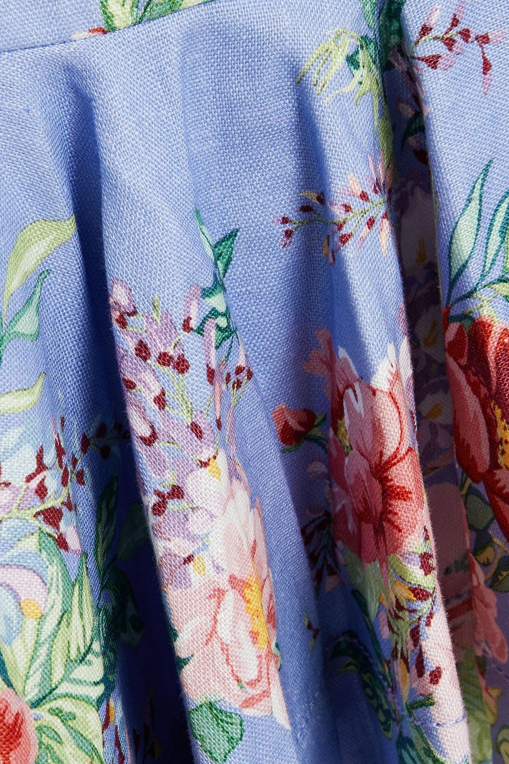 ZIMMERMANN Bellitude Flip fluted floral-print linen mini skirt