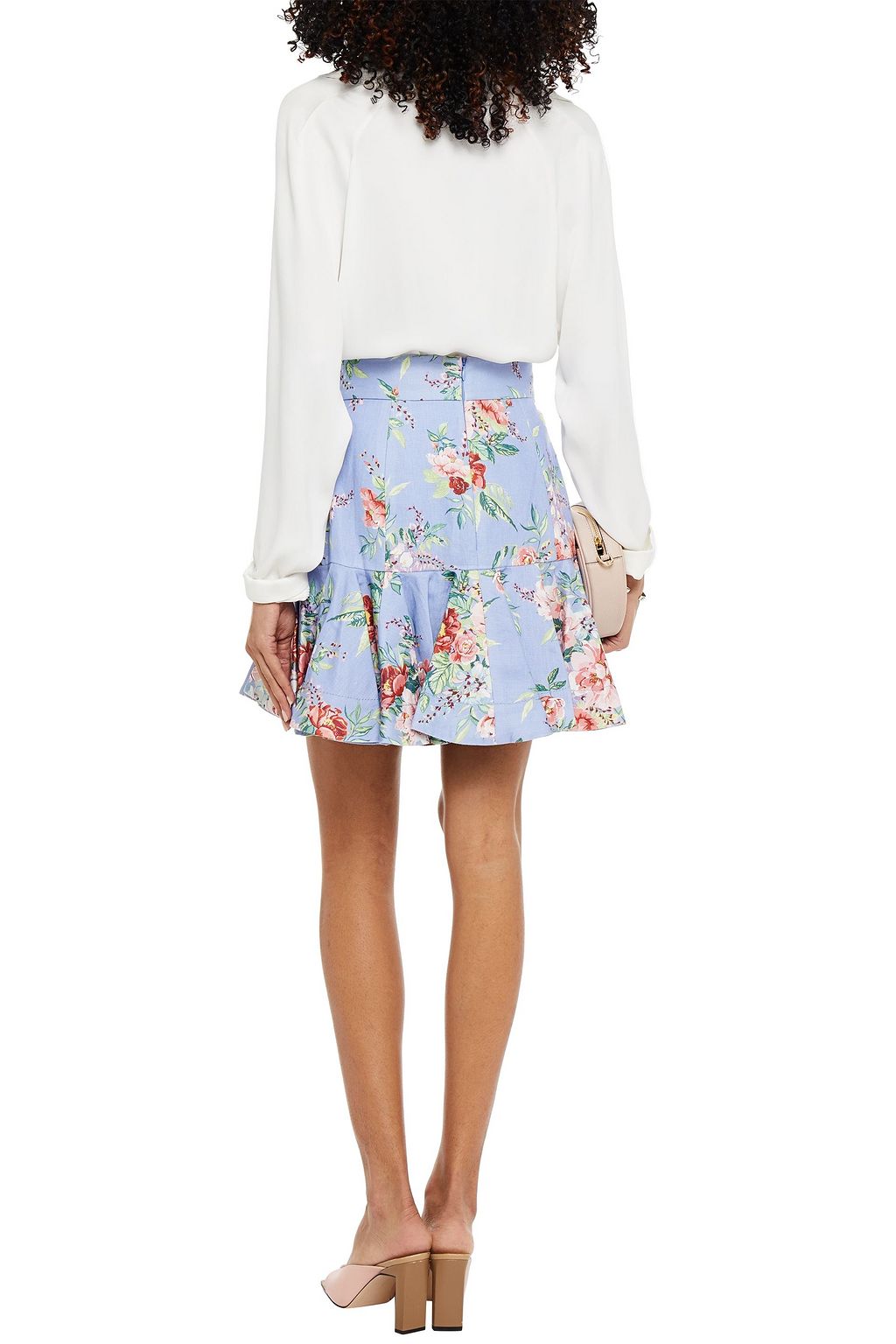 ZIMMERMANN Bellitude Flip fluted floral-print linen mini skirt