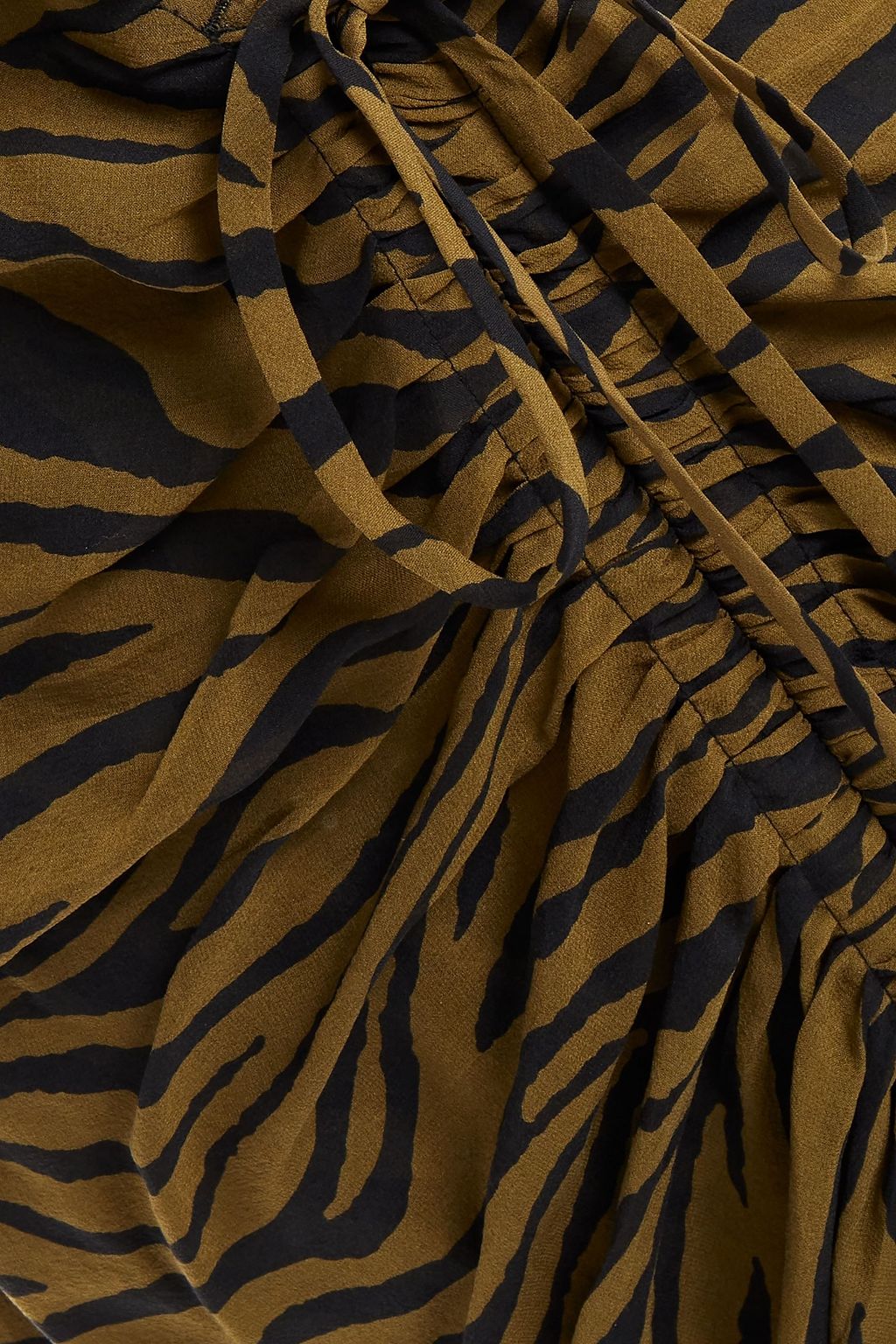 VERONICA BEARD Teagan ruched tiger-print silk-chiffon midi dress