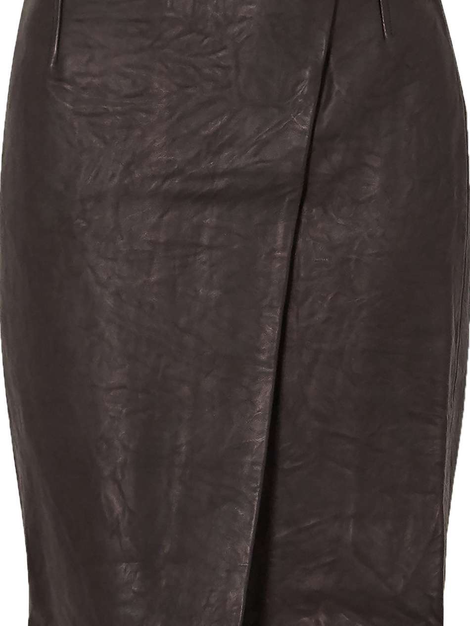 delilah asymmetric wrap-effect leather skirt