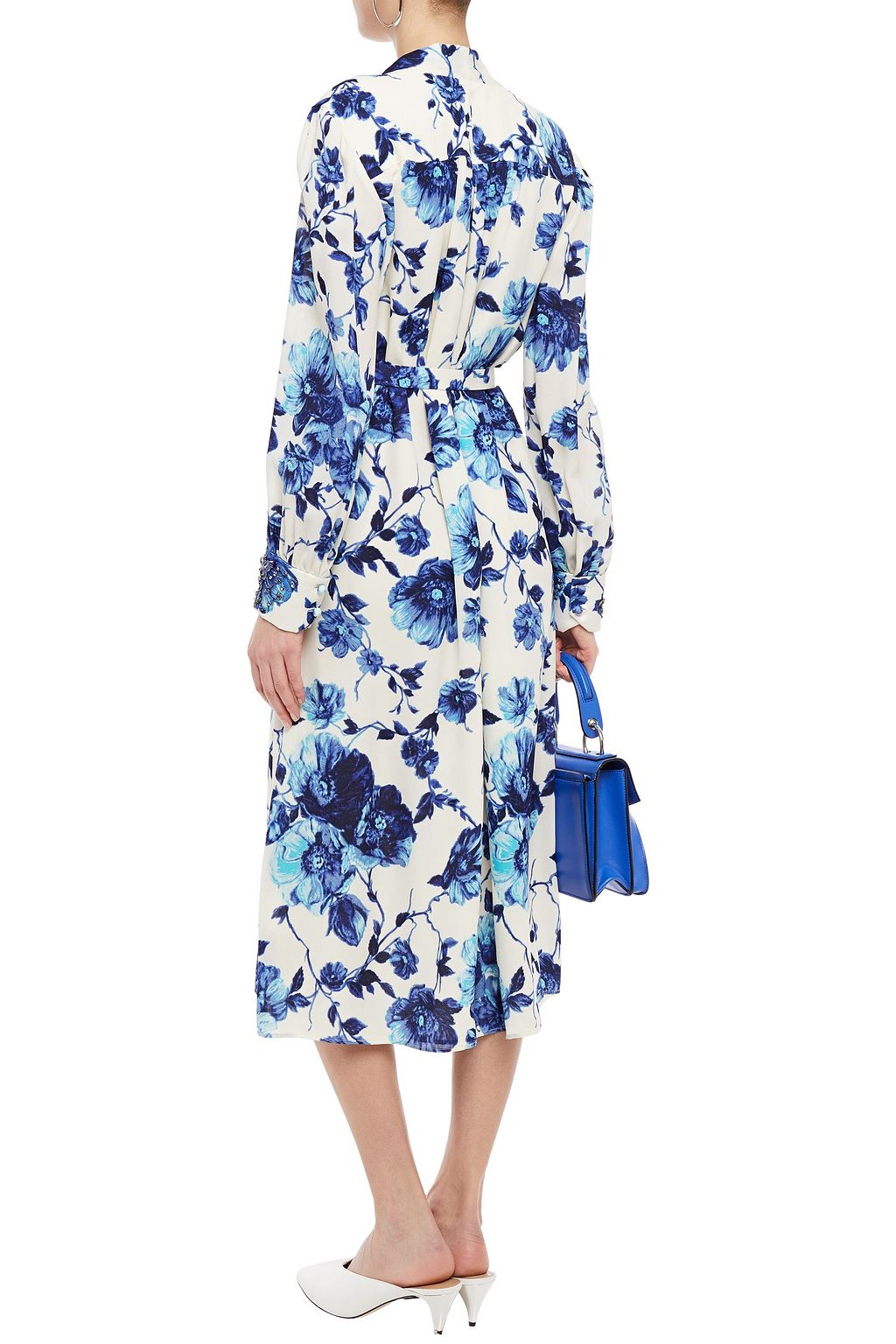 TORY BURCH Pussy-bow embellished floral-print georgette midi dress