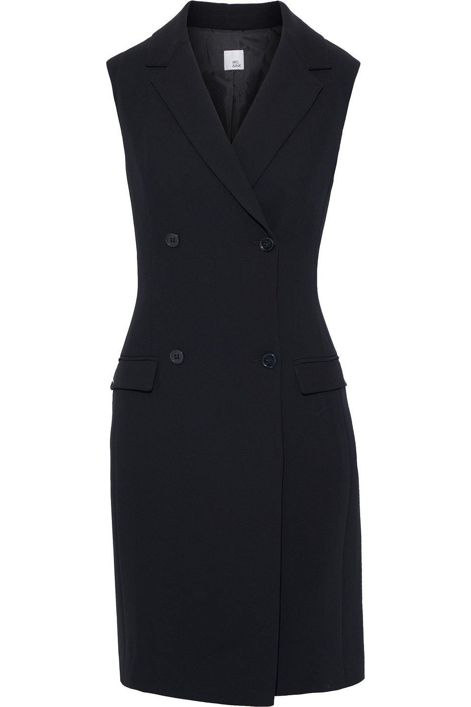 iris & ink - laurel double-breasted cady dress - black - uk/au 4