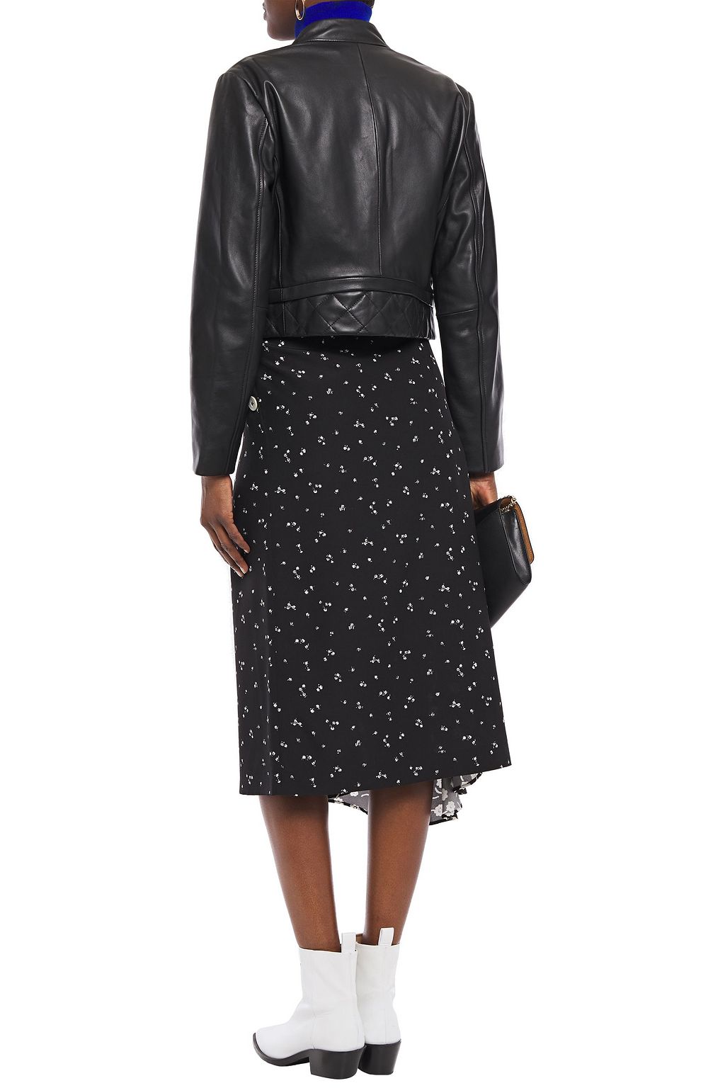 SANDRO Teodor cropped quilted leather jacket