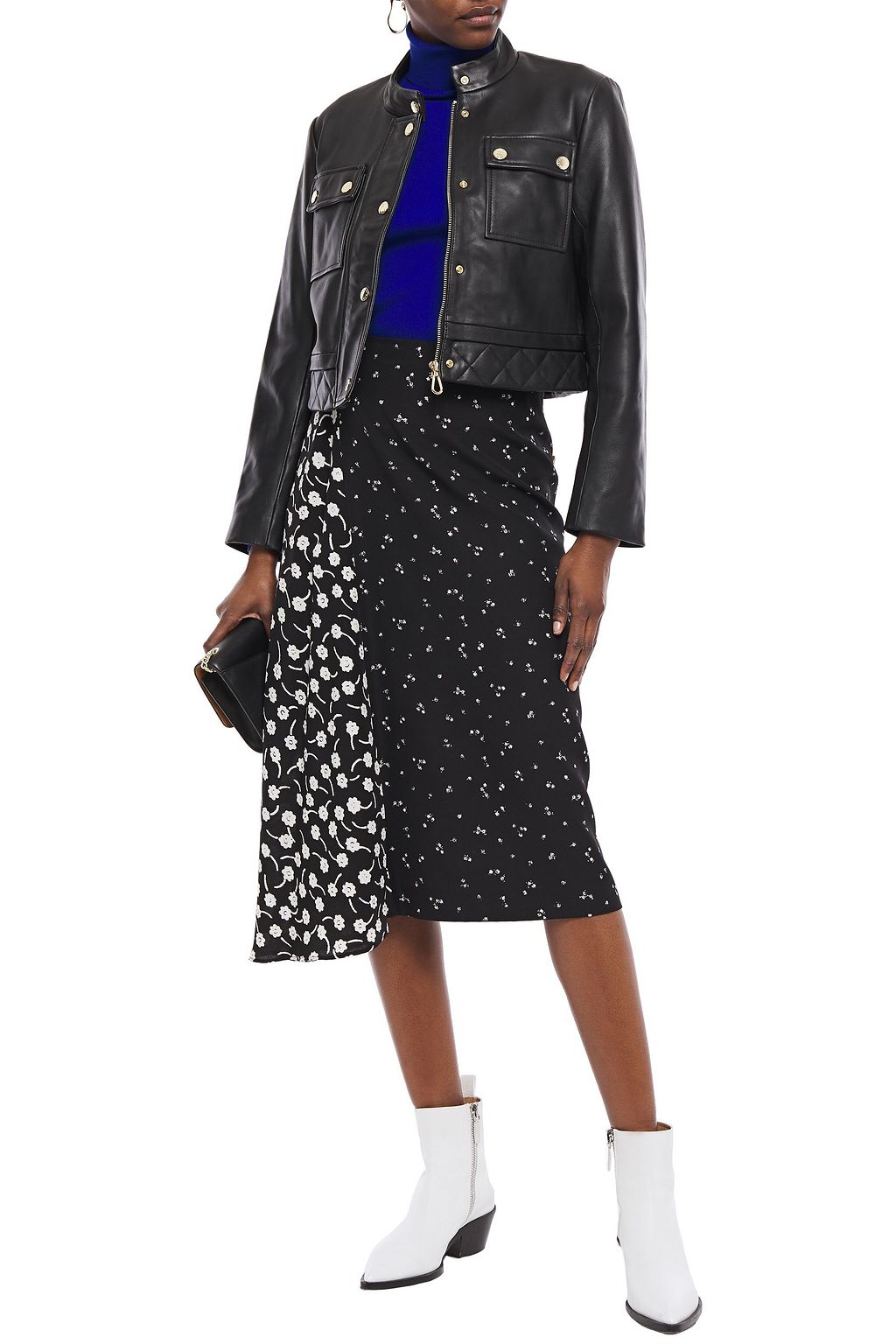 SANDRO Teodor cropped quilted leather jacket