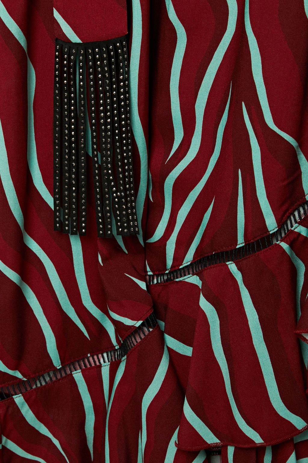 JUST CAVALLI Wrap-effect crystal-embellished zebra-print woven mini dress