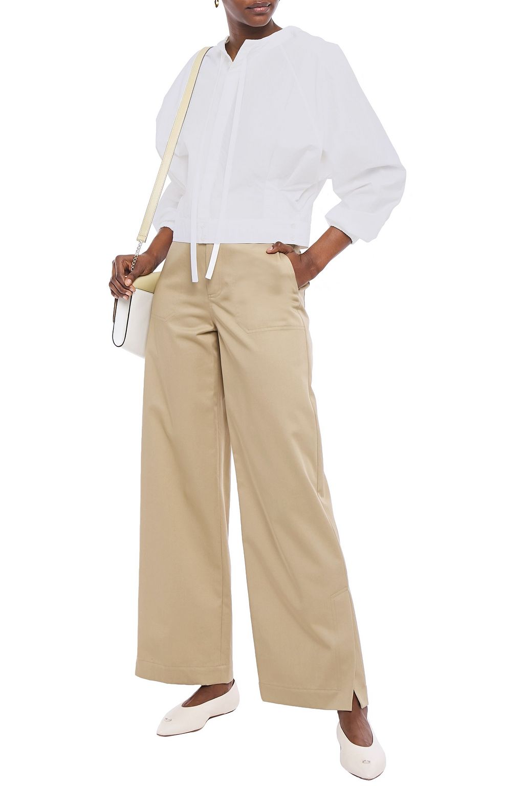 DEVEAUX Crinkled-shell blouse