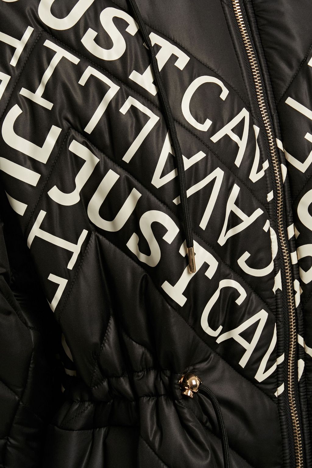 JUST CAVALLI Logo-print quilted shell hooded coat