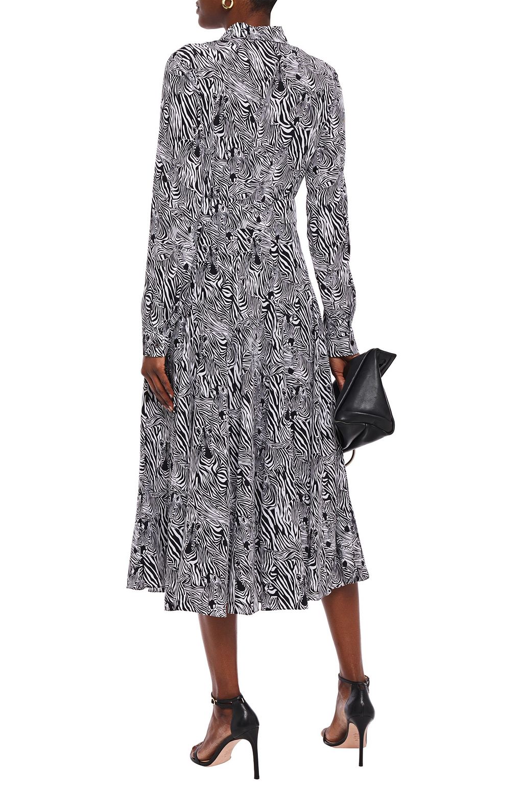 MICHAEL KORS COLLECTION Zebra-print silk crepe de chine midi shirt dress