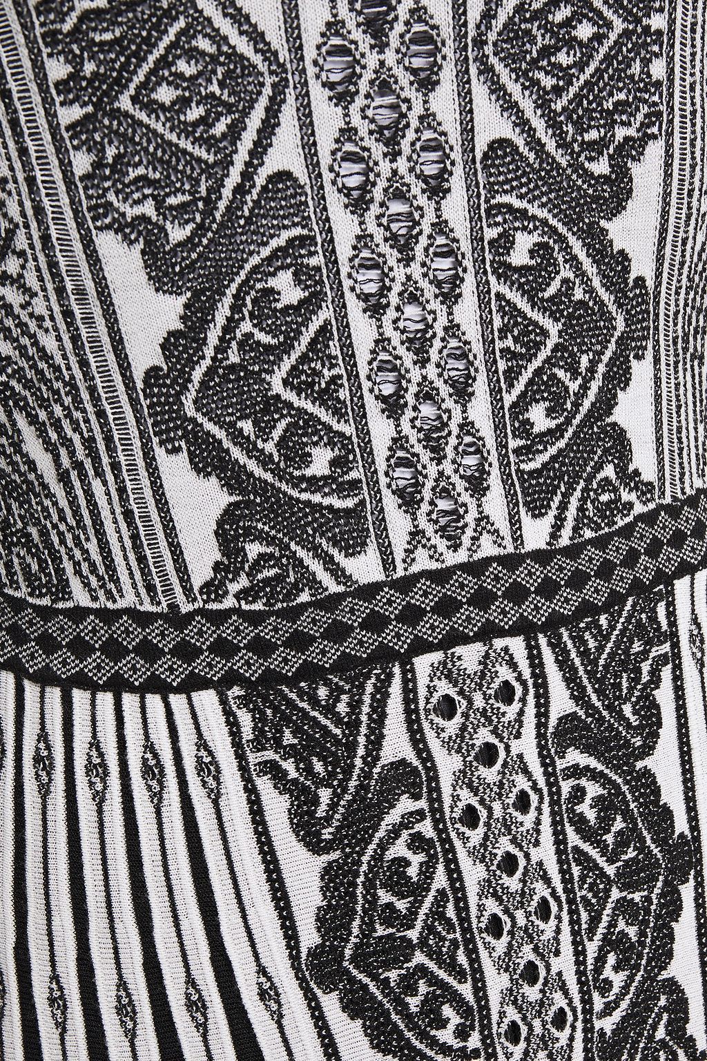 ROBERTO CAVALLI Cutout pointelle-trimmed jacquard-knit maxi dress
