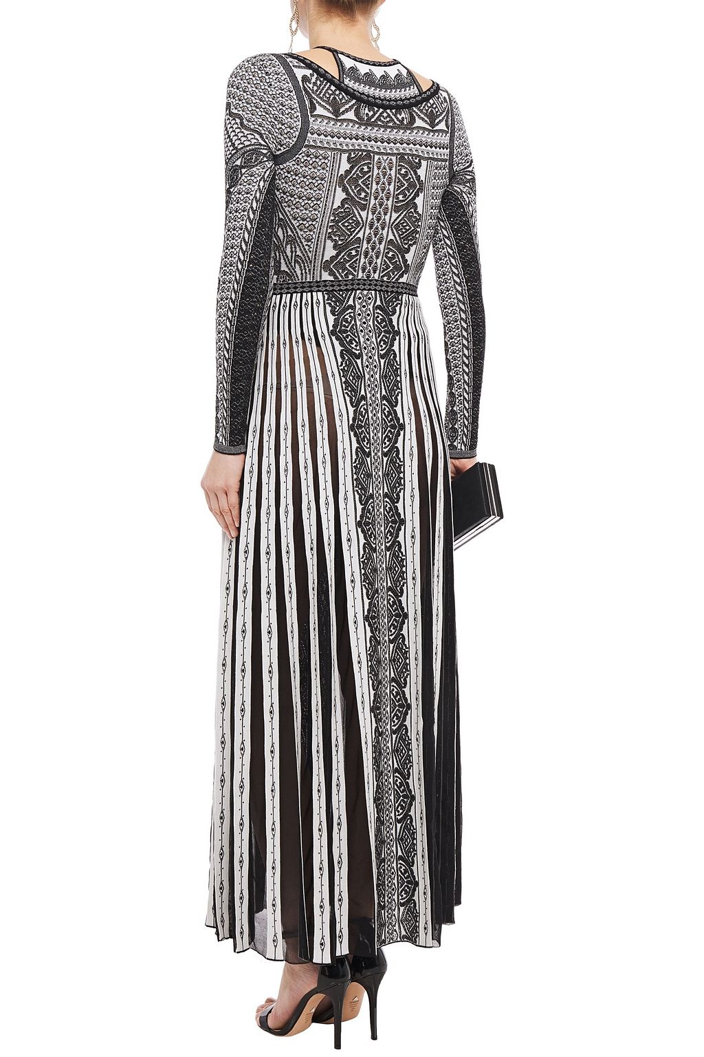 ROBERTO CAVALLI Cutout pointelle-trimmed jacquard-knit maxi dress