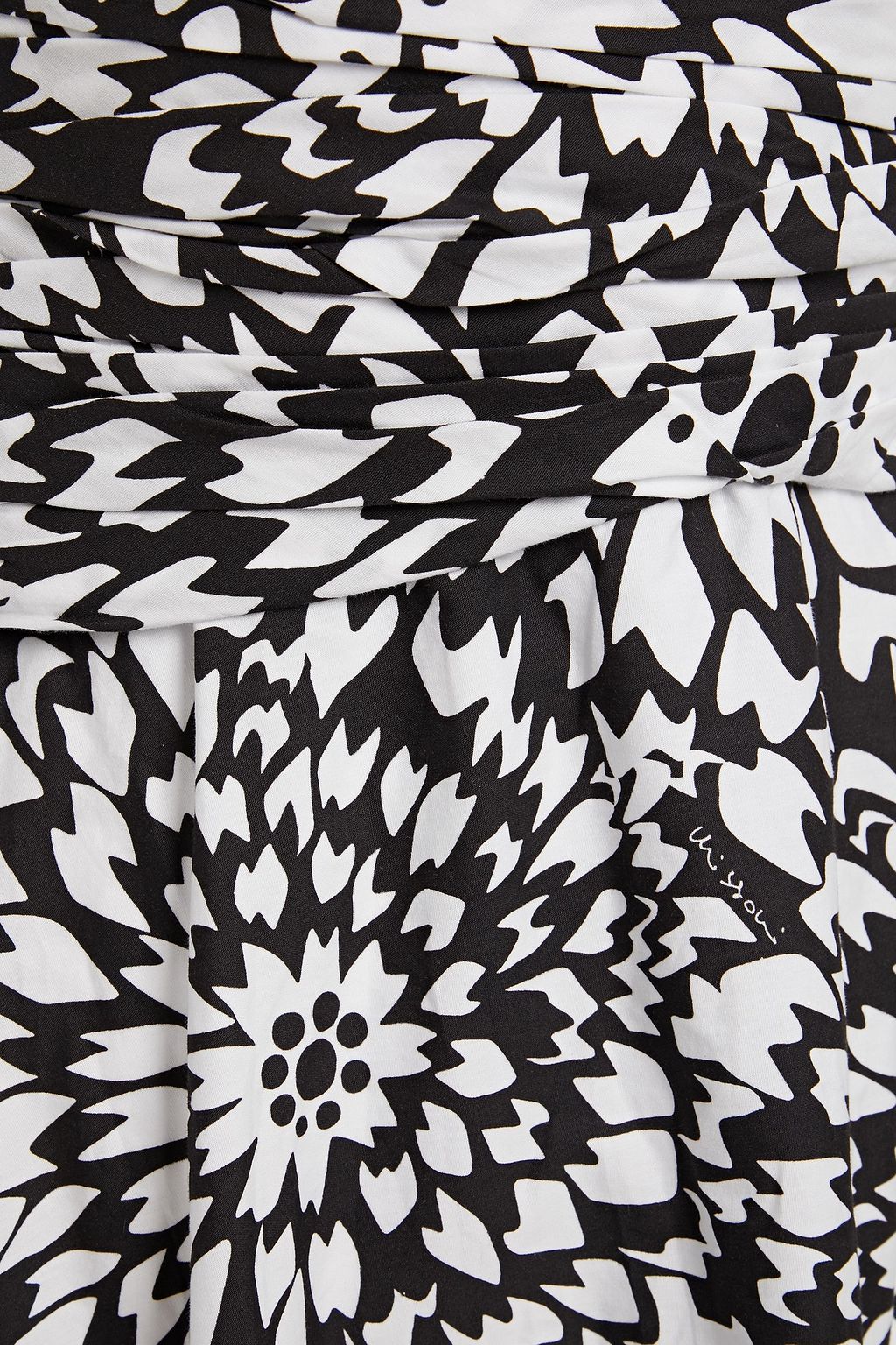 MISSONI Flared ruched printed cotton-poplin midi dress